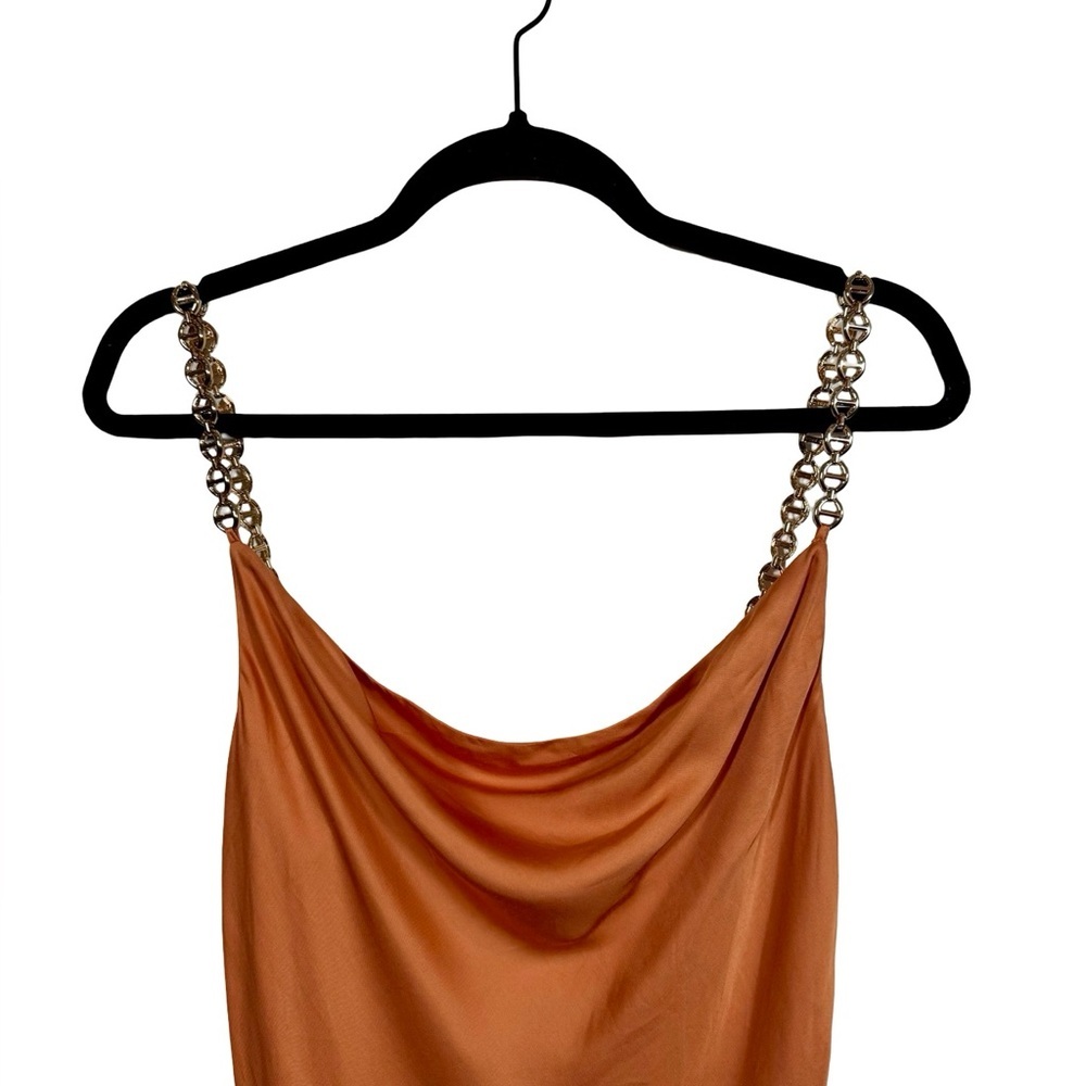 L'AGENCE Amina Cowl Neck Chain MIDI Slip Dress - Picture 7 of 10
